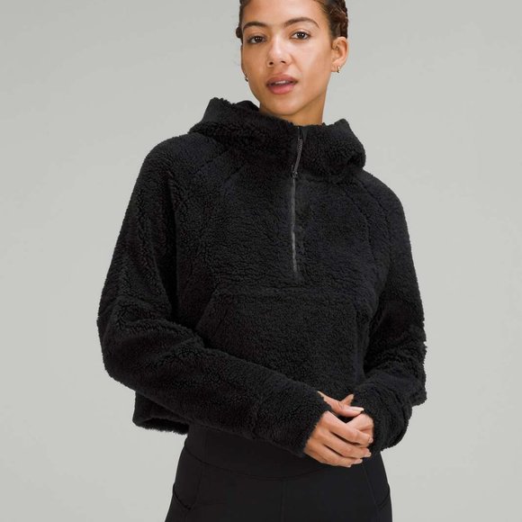 lululemon athletica Sweaters - Lululemon Scuba Oversized Crop Hoodie Half Zip Black M/L